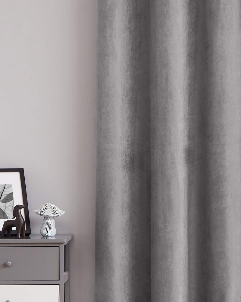 Randall Rndall Grey Faux Suede Collections Room Darkening Curtains Noise Reducing, Energy Saving Room Darkening Window Curtains & Drapes for Bedroom, Living Room,Kitchens (55in W x 84in L - 2 Panels) - Image 3
